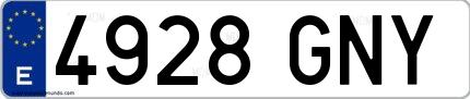 Ejemplo de matrícula española 4928 GNY