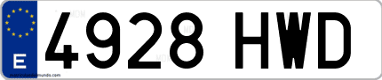 Ejemplo de matrícula de coche ordinaria 4928 HWD