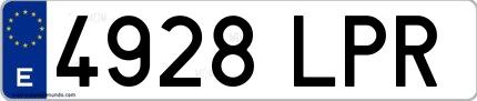 Ejemplo de matrícula española 4928 LPR