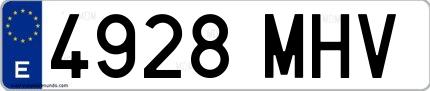 Ejemplo de matrícula española 4928 MHV