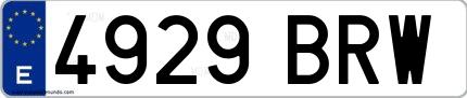 Ejemplo de matrícula española 4929 BRW