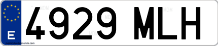 Ejemplo de matrícula de coche ordinaria 4929 MLH