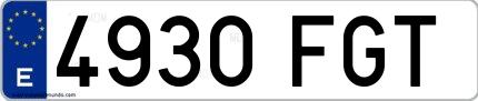 Ejemplo de matrícula española 4930 FGT