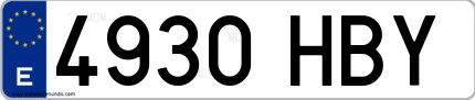 Ejemplo de matrícula española 4930 HBY