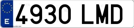 Ejemplo de matrícula española 4930 LMD