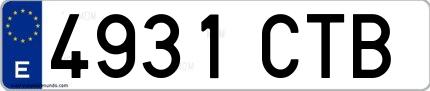 Ejemplo de matrícula española 4931 CTB