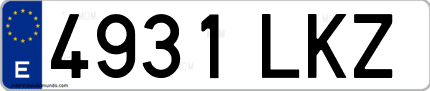 Ejemplo de matrícula de coche ordinaria 4931 LKZ