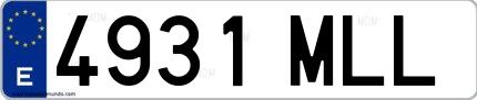 Ejemplo de matrícula española 4931 MLL