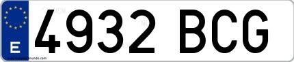 Ejemplo de matrícula española 4932 BCG