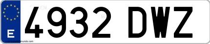 Ejemplo de matrícula española 4932 DWZ