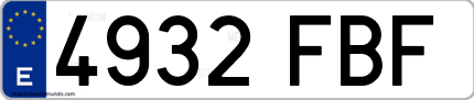 Ejemplo de matrícula de coche ordinaria 4932 FBF