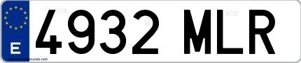 Ejemplo de matrícula española 4932 MLR