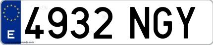 Ejemplo de matrícula española 4932 NGY