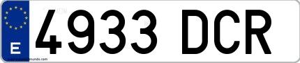 Ejemplo de matrícula española 4933 DCR