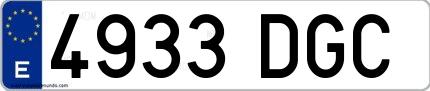 Ejemplo de matrícula española 4933 DGC