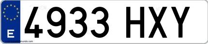 Ejemplo de matrícula española 4933 HXY