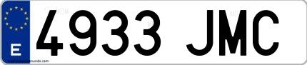 Ejemplo de matrícula española 4933 JMC