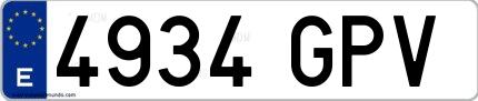 Ejemplo de matrícula española 4934 GPV