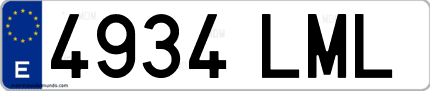 Ejemplo de matrícula de coche ordinaria 4934 LML