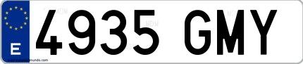 Ejemplo de matrícula española 4935 GMY