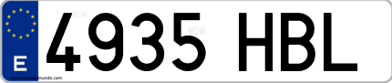Ejemplo de matrícula de coche ordinaria 4935 HBL