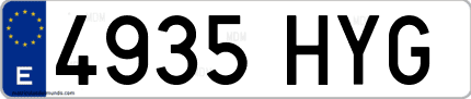 Ejemplo de matrícula de coche ordinaria 4935 HYG
