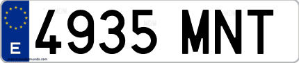 Ejemplo de matrícula de coche ordinaria 4935 MNT