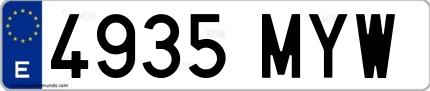Ejemplo de matrícula española 4935 MYW