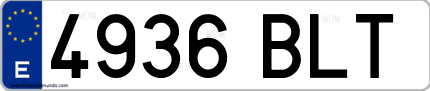 Ejemplo de matrícula de coche ordinaria 4936 BLT