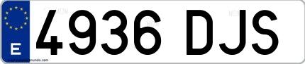 Ejemplo de matrícula española 4936 DJS