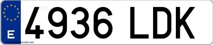 Ejemplo de matrícula española 4936 LDK