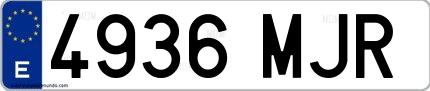 Ejemplo de matrícula española 4936 MJR