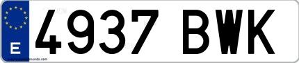 Ejemplo de matrícula española 4937 BWK