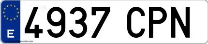 Ejemplo de matrícula española 4937 CPN