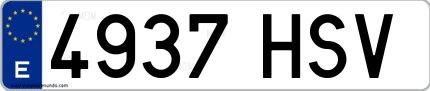 Ejemplo de matrícula española 4937 HSV