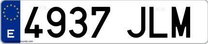 Ejemplo de matrícula española 4937 JLM