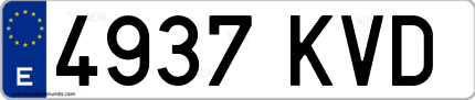 Ejemplo de matrícula de coche ordinaria 4937 KVD