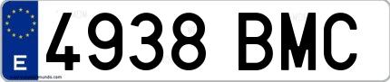 Ejemplo de matrícula española 4938 BMC