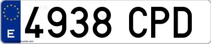 Ejemplo de matrícula española 4938 CPD