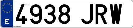 Ejemplo de matrícula española 4938 JRW