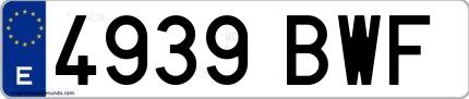 Ejemplo de matrícula española 4939 BWF