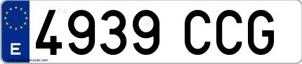 Ejemplo de matrícula española 4939 CCG