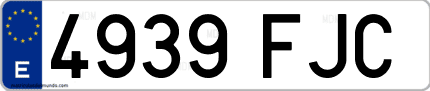 Ejemplo de matrícula de coche ordinaria 4939 FJC