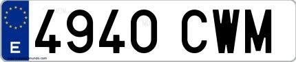 Ejemplo de matrícula española 4940 CWM