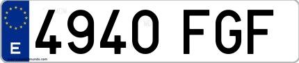 Ejemplo de matrícula española 4940 FGF