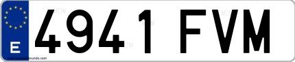 Ejemplo de matrícula española 4941 FVM