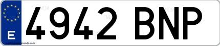 Ejemplo de matrícula española 4942 BNP
