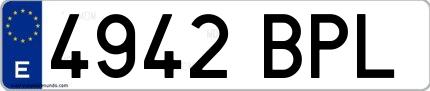 Ejemplo de matrícula española 4942 BPL
