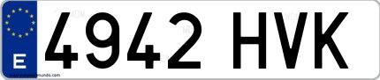 Ejemplo de matrícula española 4942 HVK