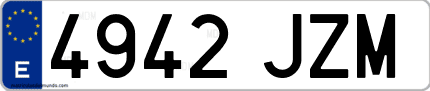 Ejemplo de matrícula de coche ordinaria 4942 JZM